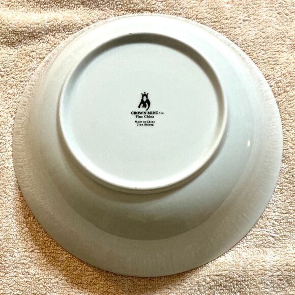 1980s Crown Ming Jian Shiang "Royal Palm” Fine China 9” Round Serving Bowl Vtg - Picture 5 of 6